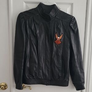 VINTAGE HARLEY DAVIDSON Black Leather Jacket with Eagle Patch